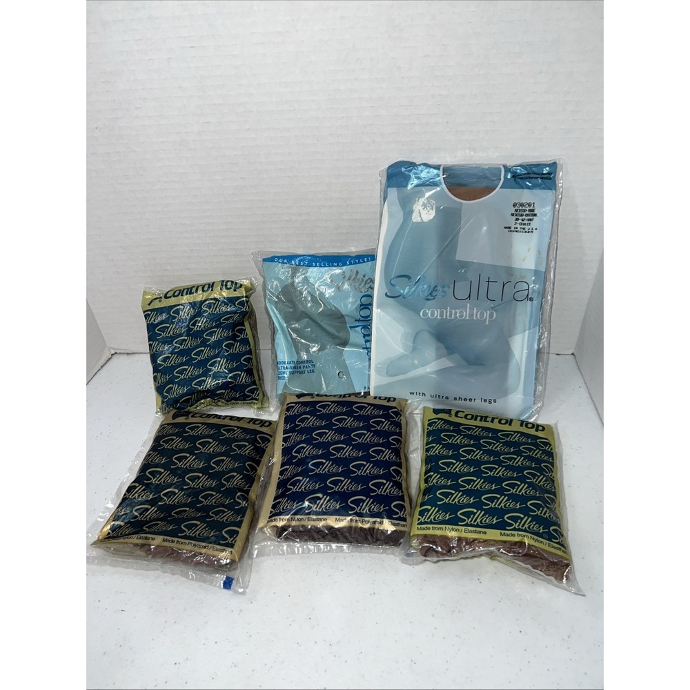 Lot Of 6 Vintage Silkies Women Pantyhose Queen, Large, & Medium NOS Crafts